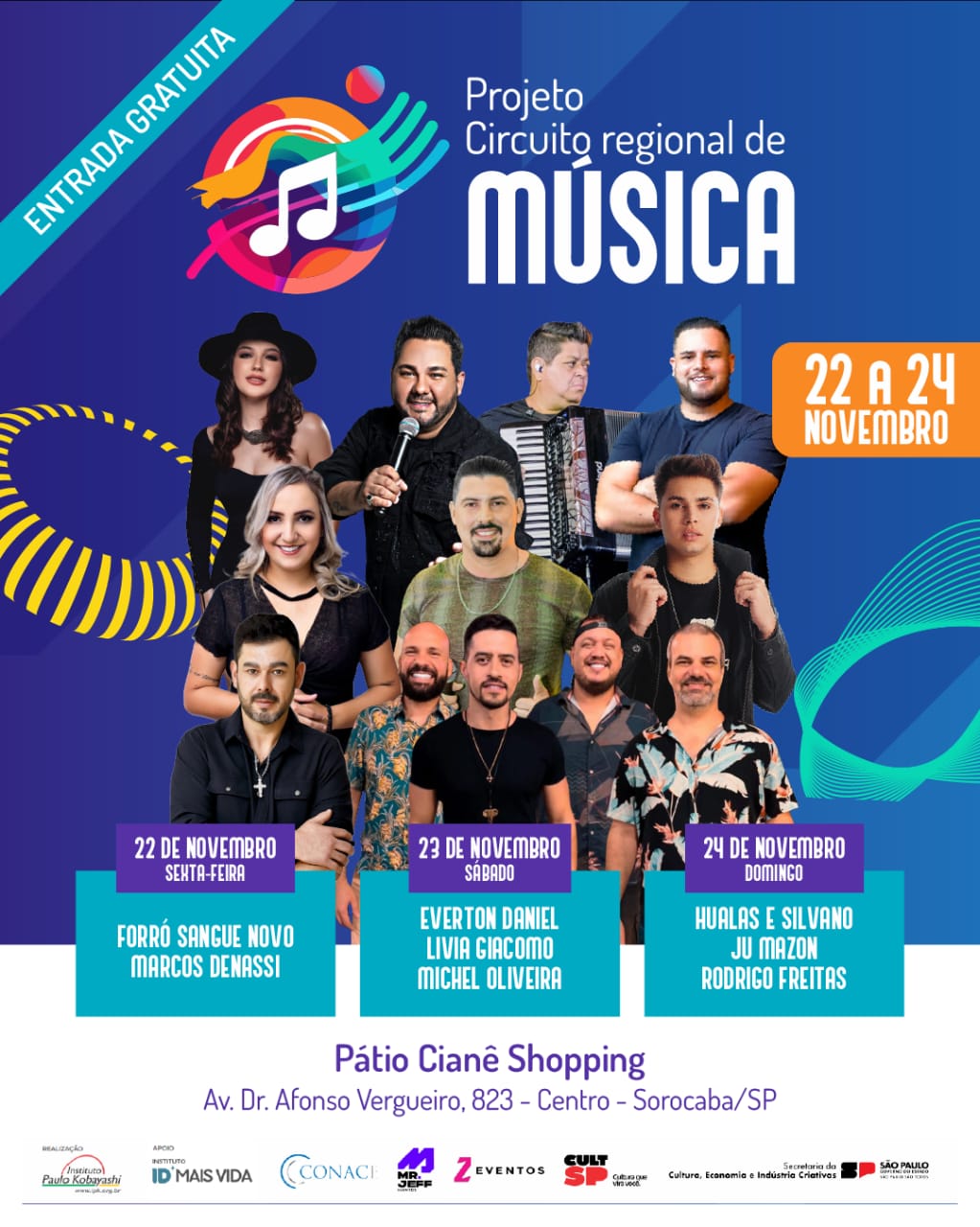 Com shows gratuitos, evento será realizado no estacionamento do Shopping Pátio Cianê. Foto/Divulgação