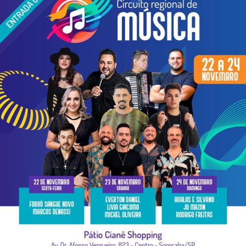 Com shows gratuitos, evento será realizado no estacionamento do Shopping Pátio Cianê. Foto/Divulgação